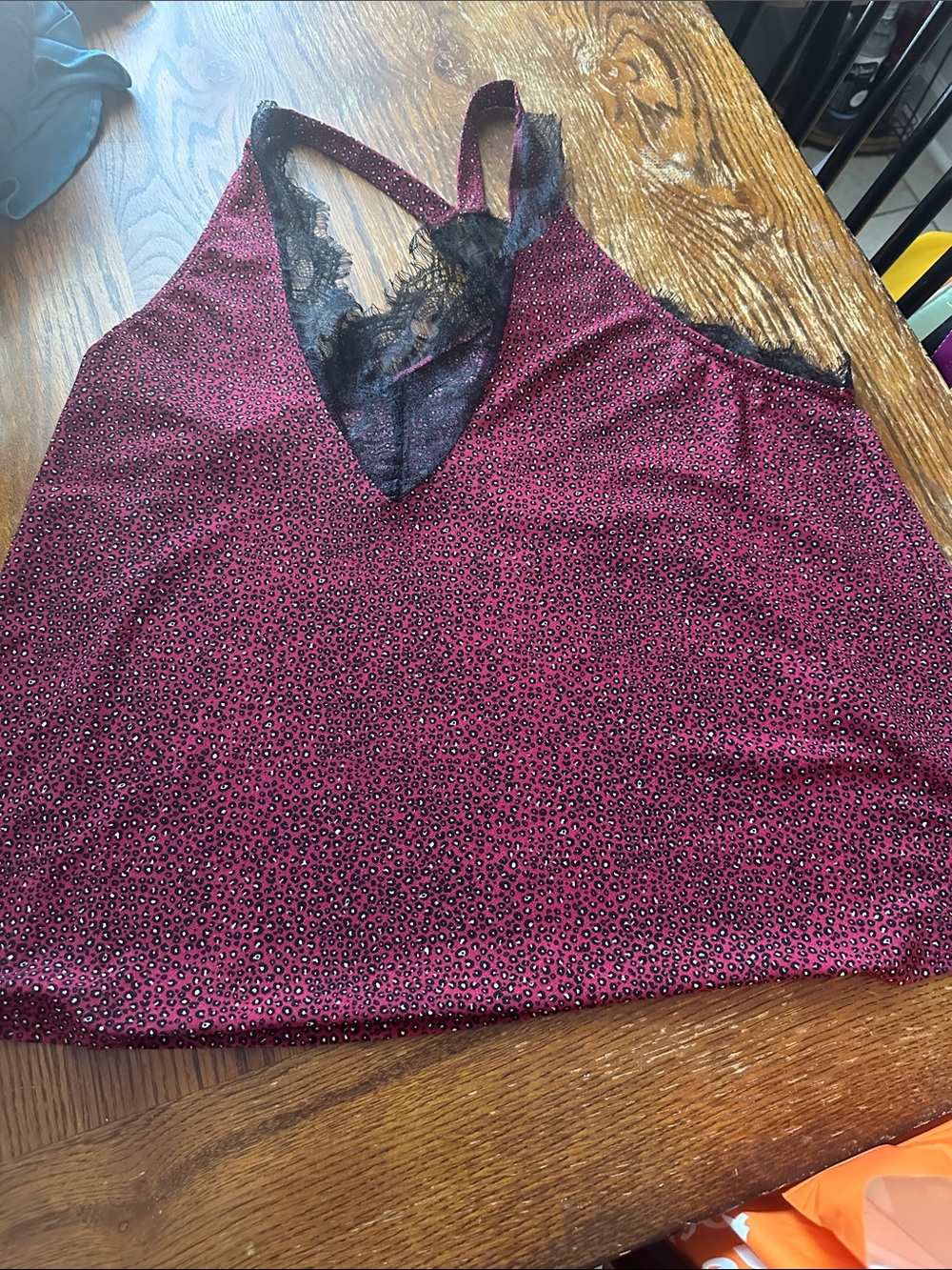 Daytrip Wine-Red Lace Trim V-Neck Cami